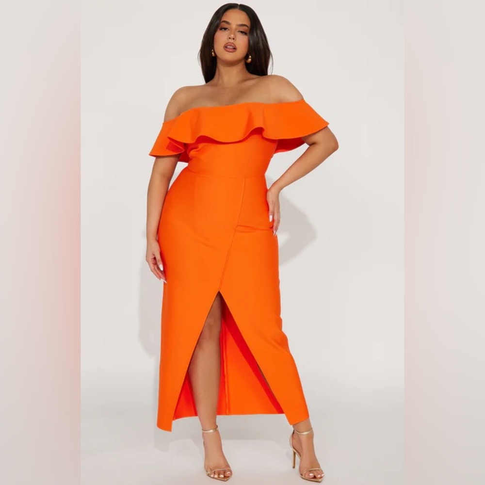 Fashion Nova Strapless Orange Dress